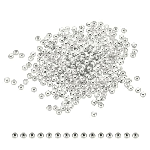 PATIKIL 2mm Silber gefüllte Abstandshalterperlen für Schmuckherstellung, 100er Packung Metallrunde Perlen Messingperlen für Armbänder Ohrringe Halskette DIY Basteln von PATIKIL