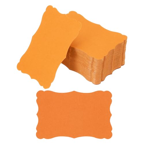 PATIKIL 3,7"x2,4" Blanko-Papier Visitenkarten, 120er Pack Kleine Index-Karteikarten Wörter Nachricht Notizkarte Mini-Papierschilder Spitze für DIY-Geschenk, Orange von PATIKIL