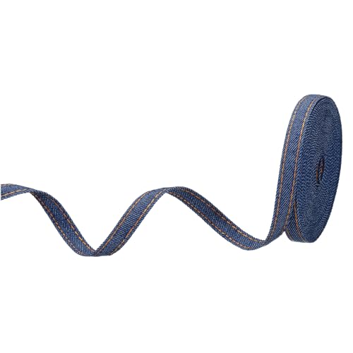 PATIKIL 3/8" Denim-Band, 1 Rolle 5,5 Yard Schichtung Jean Stoffstreifen für DIY Haarschleifen, Kleidungsnahtdekorationen, Dunkelblau von PATIKIL