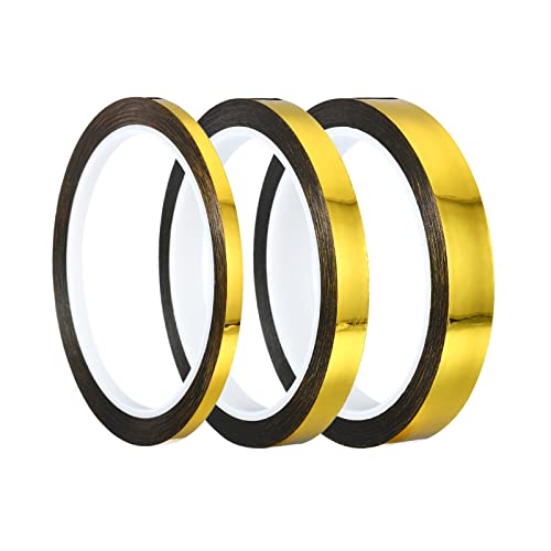 PATIKIL 3 Rollen Glitzer Klebeband 5/10/50mm Washi Tape Holografische Selbstklebende Metallic Klebeband Reflektierender für DIY Geschenkverpackung Party Dekoration Gold von PATIKIL