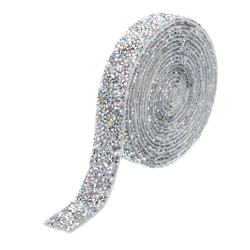 PATIKIL 3 Yard Harz Strassband, 20mm Kristall Strassstreifen Selbstklebendes Bling Diamantband für DIY Basteln, Silber AB von PATIKIL