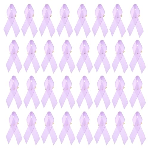 PATIKIL 30 Stück Lavendel Polyesterband Satin Pins, Awareness Ribbon Satin mit Sicherheitsnadeln von PATIKIL