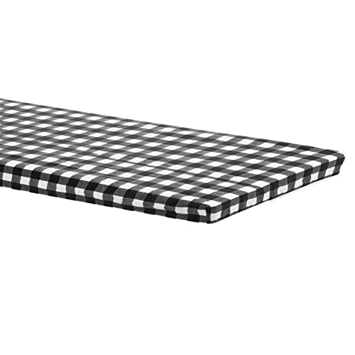 PATIKIL 30"x72" Picknick Tischdecke Wasserfest Vinyl Passend 6ft Tischdecke Flanell Rückseite Elastische Kante für Rechteck Tisch Schwarz von PATIKIL