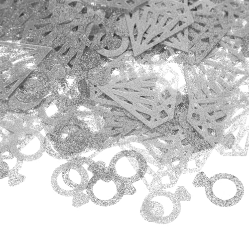 PATIKIL 30g Ring Konfetti, 0,6/1,2 Zoll Glitzer Ring Tisch Konfetti Funkelnde Metallische Folienringe Pailletten Streusel für Party DIY, Silber von PATIKIL