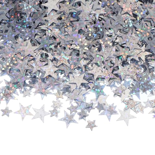 PATIKIL 30g Sternenkonfetti, 0,2/0,4 Zoll Glitzerstern-Tischkonfetti Funkelnde Metallfoliensterne Paillettenstreu für Party DIY, Silber von PATIKIL