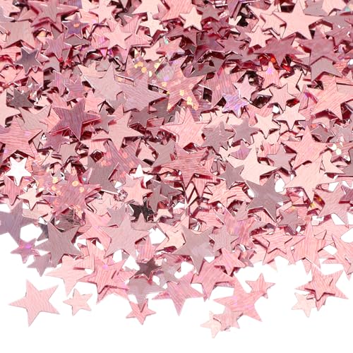 PATIKIL 30g Sternenkonfetti, 0,2/0,4 Zoll Glitzerstern-Tischkonfetti Funkelnde Metallfoliensterne Paillettenstreusel für Party DIY, Roségold Bunt von PATIKIL