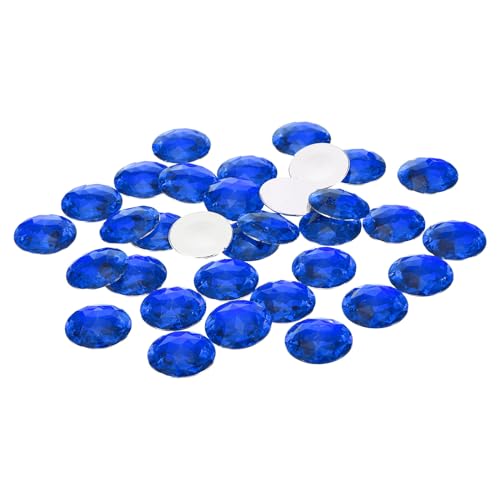 PATIKIL 30mm Flache Rückseite Runde Acryl-Strasssteine, 50er Packung Kunststoff-Kreis-Edelsteine für Schmuckherstellung, Kostümverzierungen, Basteln, Blau von PATIKIL