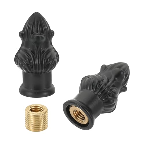 PATIKIL 33 x 20mm Lamp Finials Caps Knob, 2 Set Solid Lamp Shade Top Decoration Screw Cap Nuts with Brass Reducing Adapter for Table Lamps Floor Lamps, Black von PATIKIL