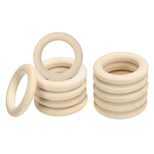 PATIKIL 35mm Hölzernes Ringe für Kunsthandwerk 30Stk Naturholz Ringe Unvollendete Holz Schleife Kreis für Anhänger Verbinder Schmuck Machen Macramé DIY Handwerk Braun von PATIKIL