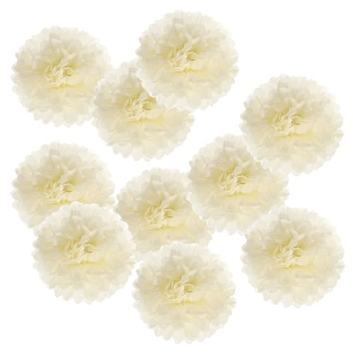 PATIKIL 4" Stoff Pom Poms Blumen 10 Pack Papier Blume Kugel für Hochzeit Brautschau Dusche Geburtstag Bachelorette Party Hintergründe Dekoration Beige von PATIKIL