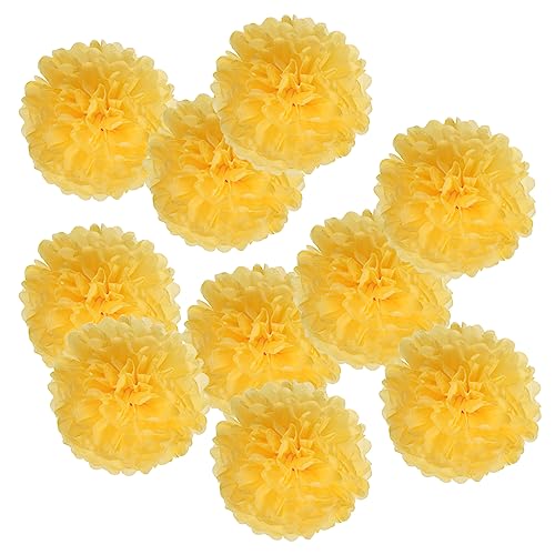 PATIKIL 4" Stoff Pom Poms Blumen 10 Pack Papier Blume Kugel für Hochzeit Brautschau Dusche Geburtstag Bachelorette Party Hintergründe Dekoration Dunkel Gelb von PATIKIL