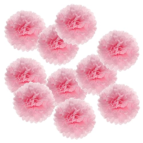 PATIKIL 4" Stoff Pom Poms Blumen 10 Pack Papier Blume Kugel für Hochzeit Brautschau Dusche Geburtstag Bachelorette Party Hintergründe Dekoration Hell Rosa von PATIKIL