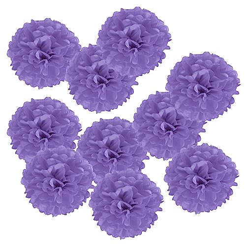 PATIKIL 4" Stoff Pom Poms Blumen 10 Pack Papier Blume Kugel für Hochzeit Brautschau Dusche Geburtstag Bachelorette Party Hintergründe Dekoration Lila von PATIKIL