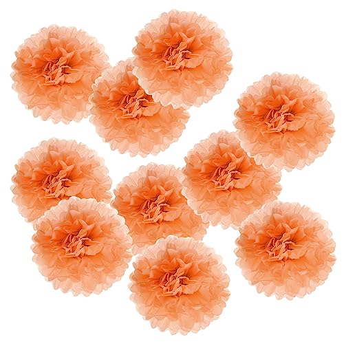 PATIKIL 4" Stoff Pom Poms Blumen 10 Pack Papier Blume Kugel für Hochzeit Brautschau Dusche Geburtstag Bachelorette Party Hintergründe Dekoration Orange von PATIKIL