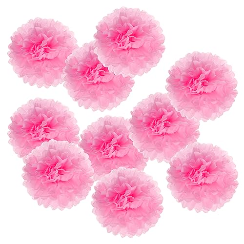 PATIKIL 4" Stoff Pom Poms Blumen 10 Pack Papier Blume Kugel für Hochzeit Brautschau Dusche Geburtstag Bachelorette Party Hintergründe Dekoration Rosa von PATIKIL