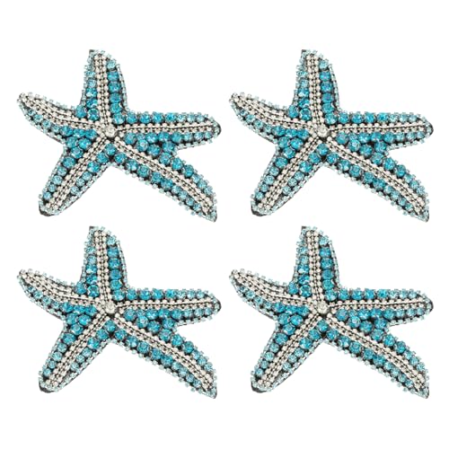 PATIKIL 4 Stück Seestern Strass Perlen Patch Seestern Pailletten Applikation Patches Nähen auf Stoff Pailletten Patch für Kleidung Tasche Jeans Schuhe Hüte Jacke DIY Handwerk Blau von PATIKIL