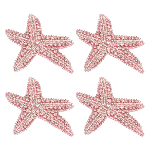 PATIKIL 4 Stück Seestern Strass Perlen Patch Seestern Pailletten Applikation Patches Nähen auf Stoff Pailletten Patch für Kleidung Tasche Jeans Schuhe Hüte Jacke DIY Handwerk Rosa von PATIKIL