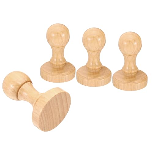 PATIKIL 40mm Stempelholz Runder Griff, 4er-Pack Holzknöpfe Stempelhalter für Stempelherstellung DIY Basteln Scrapbooking, Braun von PATIKIL