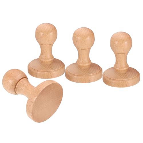 PATIKIL 45mm Stempelholz Runder Griff, 4er-Pack Holzknöpfe Stempelhalter für Stempelherstellung DIY Basteln Scrapbooking, Braun von PATIKIL