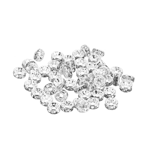 PATIKIL 4mm Abstandshalter Perlen, 100 Stück Perlenabstandshalter Rondelle Abstandshalter Perlen Strass Kleine Runde Glasperlen Kristall Halsketten DIY, Silber von PATIKIL