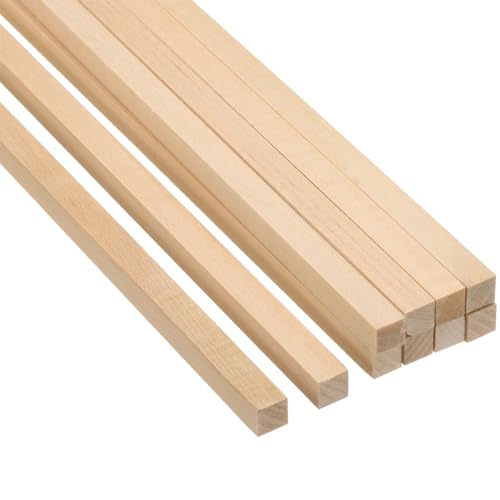 PATIKIL 5/16 Zoll Holzdübel Stäbe, 10 Stück 12 Zoll Lange Quadratische Holzdübel aus unbehandeltem Hartholz für Bastelbedarf DIY von PATIKIL