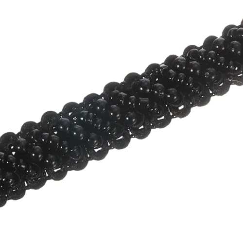 PATIKIL 5 Yard Kunstperlen-Spitzenband 5 Stück 3 mm Außendurchmesser 11 cm breit Applikation Perlenfransen Perlen-Spitzenbesatz für Hochzeit Schwarz von PATIKIL