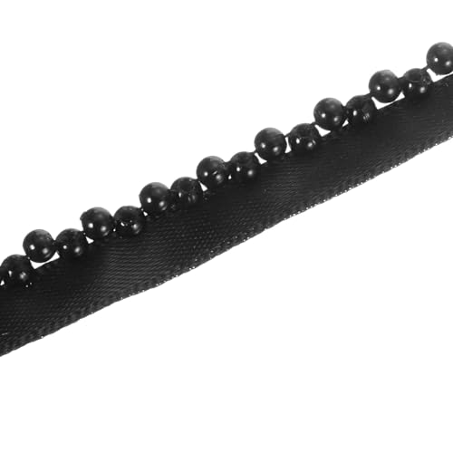 PATIKIL 5 Yard Kunstperlen-Spitzenband 5 Stück 3 mm Außendurchmesser 12 cm breit Applikation Perlenfransen Perlen-Spitzenbesatz für Hochzeit Party Schwarz von PATIKIL