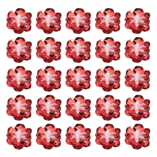 PATIKIL 50 Stück Pailletten Blumen Aufnäher, 0,8"/2cm Blumen Applikation mit Kristall Perlen zum Aufnähen auf Stoff Patch für Kleidung Schuhe Taschen Accessoire DIY Kleidung Handwerk, Rot von PATIKIL