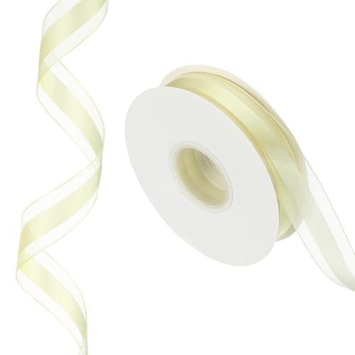 PATIKIL 50 Yards x 1" Gestreiftes Band, Beiges Candy-Bandrolle Geschenkverpackungsband für Weihnachtsbastelkränze Geburtstag Hochzeit Festival Dekoration von PATIKIL