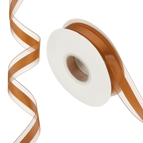 PATIKIL 50 Yards x 1" Gestreiftes Band, Braunes Candy-Bandrolle Geschenkverpackungsband für Weihnachtsbastelkränze Geburtstag Hochzeit Festivaldekoration von PATIKIL