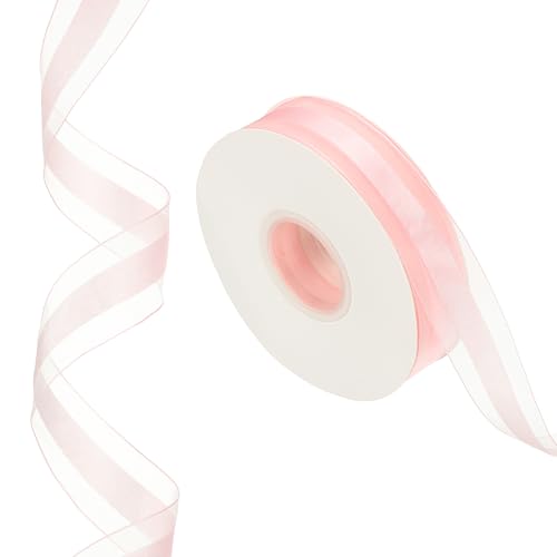 PATIKIL 50 Yards x 1" Gestreiftes Band, Rosa Candy-Bandrolle Geschenkverpackungsband für Weihnachtsbastelkranz Geburtstag Hochzeit Festivaldekoration von PATIKIL