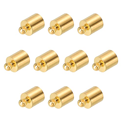 PATIKIL 50Stk Schnur End Kappen 5.6mm End Kappe Fassperlen Kumihimo Endkappen Messing für Leder Kordel Quasten Schmuck Herstellung 11mm Länge Hellgold von PATIKIL