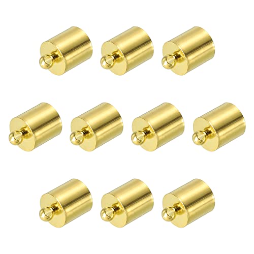 PATIKIL 50Stk Schnur End Kappen 8.6mm End Kappe Fassperlen Kumihimo Endkappen Messing für Leder Kordel Quasten Schmuck Herstellung 13mm Länge Gold von PATIKIL