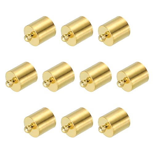 PATIKIL 50Stk Schnur End Kappen 9.5mm End Kappe Fassperlen Kumihimo Endkappen Messing für Leder Kordel Quasten Schmuck Herstellung 14mm Länge Gold von PATIKIL