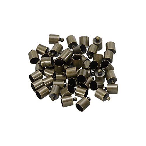 PATIKIL 50Stk Schnur Endkappen 7.6mm End Kappe Fassperlen Kumihimo Endkappen Messing für Leder Kordel Quasten Schmuck Herstellung 12mm Länge Bronze von PATIKIL