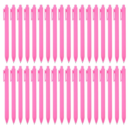 PATIKIL 50er Pack Schwarze Fass Klick Stifte, 1,0MM Schwarze Tinte Einziehbare Kugelschreiber, Mittlere Spitze Glatte Schreibstifte Bürobedarf, Pink. von PATIKIL