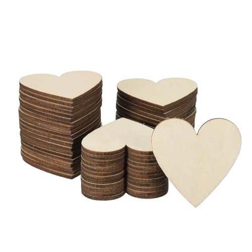 PATIKIL 50mm Holzherzen, 50er Packung Unvollendete Holzherzen Leer Holzausschnitte Ornamente Natürliche Holzstücke für Weihnachtsbastelprojekte von PATIKIL