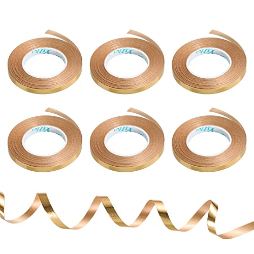 PATIKIL 6 Rolle Kräuselband Gewellte Luftballon Schnur Metallisch 5mm 10m für Party Dekoration Geschenke Verpacken Basteln Champagne Gold von PATIKIL