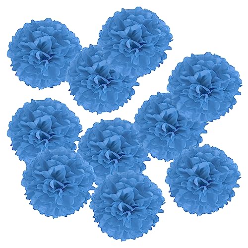 PATIKIL 6" Stoff Pom Poms Blumen 10 Pack Papier Blume Kugel für Hochzeit Brautschau Dusche Geburtstag Bachelorette Party Hintergründe Dekoration Blau von PATIKIL