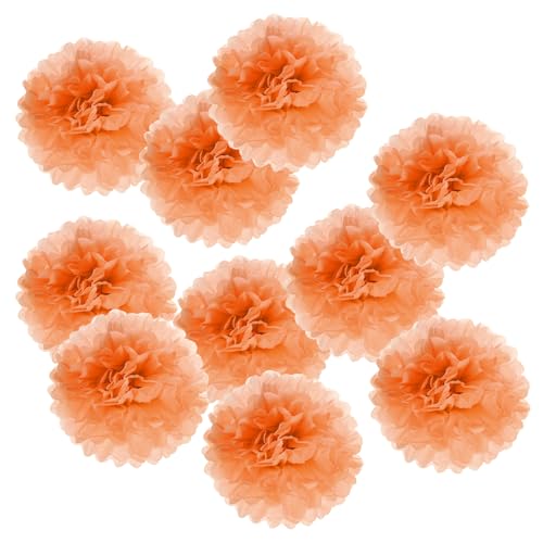 PATIKIL 6" Stoff Pom Poms Blumen 10 Pack Papier Blume Kugel für Hochzeit Brautschau Dusche Geburtstag Bachelorette Party Hintergründe Dekoration Orange von PATIKIL