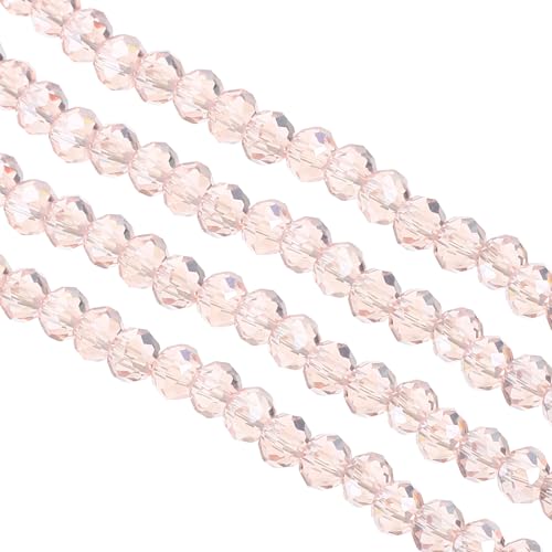 PATIKIL 6 mm Briolette Rondelle Glasperlen, 10 Stück kleine runde facettierte Kristallperlen für Schmuckherstellung Ohrringe Armbänder Halsketten Ringe DIY, Pink von PATIKIL