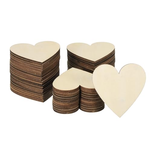 PATIKIL 60mm Holzherzen, 50er Packung Unvollendete Holzherzen Leer Holzausschnitte Verzierungen Natürliche Holzstücke für Weihnachtsbastelprojekte von PATIKIL