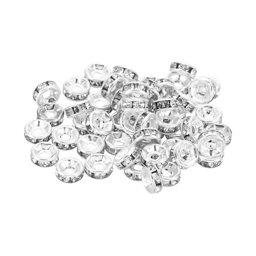 PATIKIL 6mm Spacer Perlen, 100 Stück Perlenabstandhalter Rondelle Spacer Perlen Strass Kleine Runde Glasperlen Kristall für Schmuckherstellung Armbänder Halsketten DIY, Silber von PATIKIL