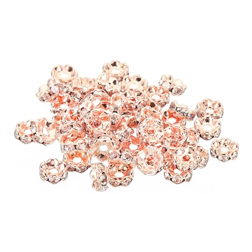 PATIKIL 6mm Spacer Perlen, 200 Stück Perlenabstandhalter Rondelle Spacer Perlen Strass Kleine Runde Glasperlen Großhandel für Schmuckherstellung Armbänder Halsketten DIY, Roségold von PATIKIL