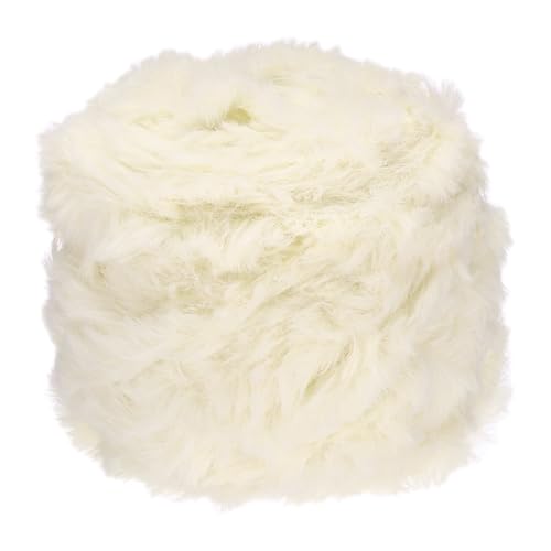 PATIKIL 70 Yards Kunstpelzgarn, Flauschiges Garn Häkeln Flauschiges Garn Weiches Klobiges Polyester-Plüschfell Wimpern für Häkeln Strickdecke Teppich Pullover, Beige von PATIKIL