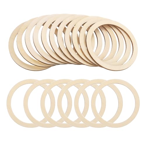 PATIKIL 75mm Holzringe für Bastelarbeiten, 30er Pack Naturholzringe Unbehandelte Holzschleifen Kreisförmige Holzstücke für Weihnachtsschmuck Macrame DIY Basteln von PATIKIL