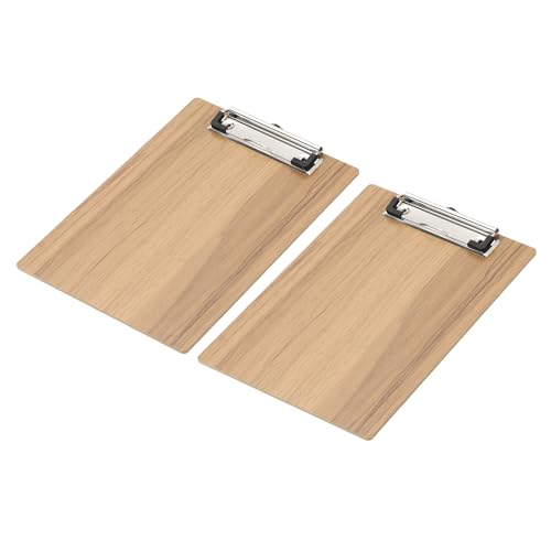 PATIKIL 8,9"x6,3" Holz-Schreibbrett, 2 Stück A4 Briefgröße Klemmbretter aus Hartfaserplatte mit flachem Clip für Büro, Klassenzimmer, Kirschholz-Textur von PATIKIL