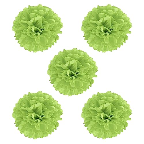 PATIKIL 8" Stoff Pom Poms Blumen 5 Pack Papier Blume Kugel für Hochzeit Brautschau Dusche Geburtstag Bachelorette Party Hintergründe Dekoration Lime Grün von PATIKIL