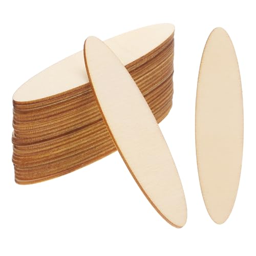 PATIKIL 80x20mm Holzstücke, 20er Packung Unvollendete ovale Holzformen, leere Holzausschnitte, natürliche Verzierungen für Weihnachtsbastelprojekte von PATIKIL