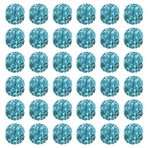 PATIKIL 8mm Strass Tonperlen, 100er Pack Runde Polymer Clay Kristall Charm Perlen für Schmuckherstellung Basteldekoration Halskette Armbänder DIY, Blau von PATIKIL